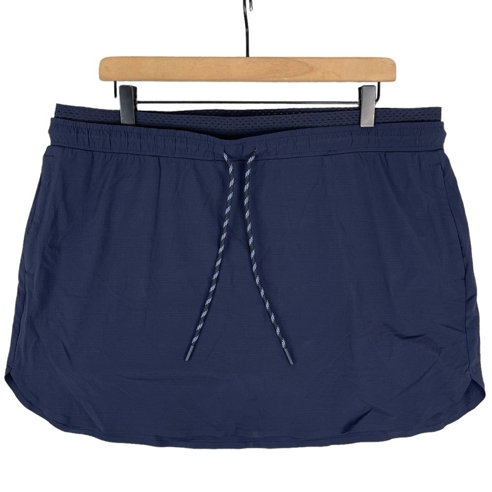 Athleta Crest Skort 16 Navy Ripstop High Rise Elastic Waist Pull On Stretch